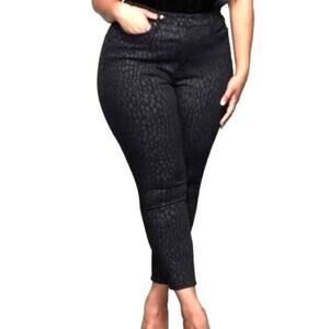 Good American Good Legs Crop Black Cheetah Print Jeans Plus Size 18